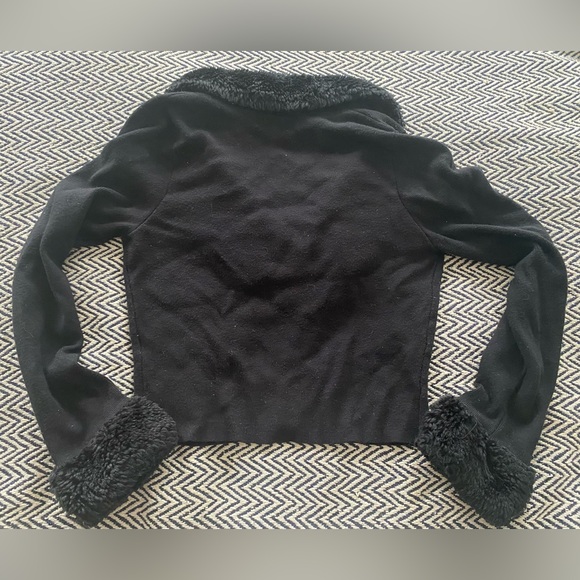Superdown Elaney faux fur cardigan black size medium - Picture 3 of 4